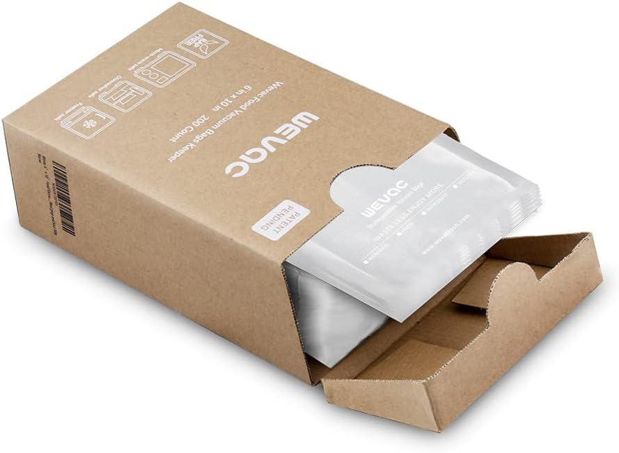Wevac 6 x 10 200 Count Food Vacuum Sealer Bags Keeper, PreCut Pint, Ideal for Food Saver, BPA Free, Commercial Grade, Great for storage, meal prep and Sous Vide