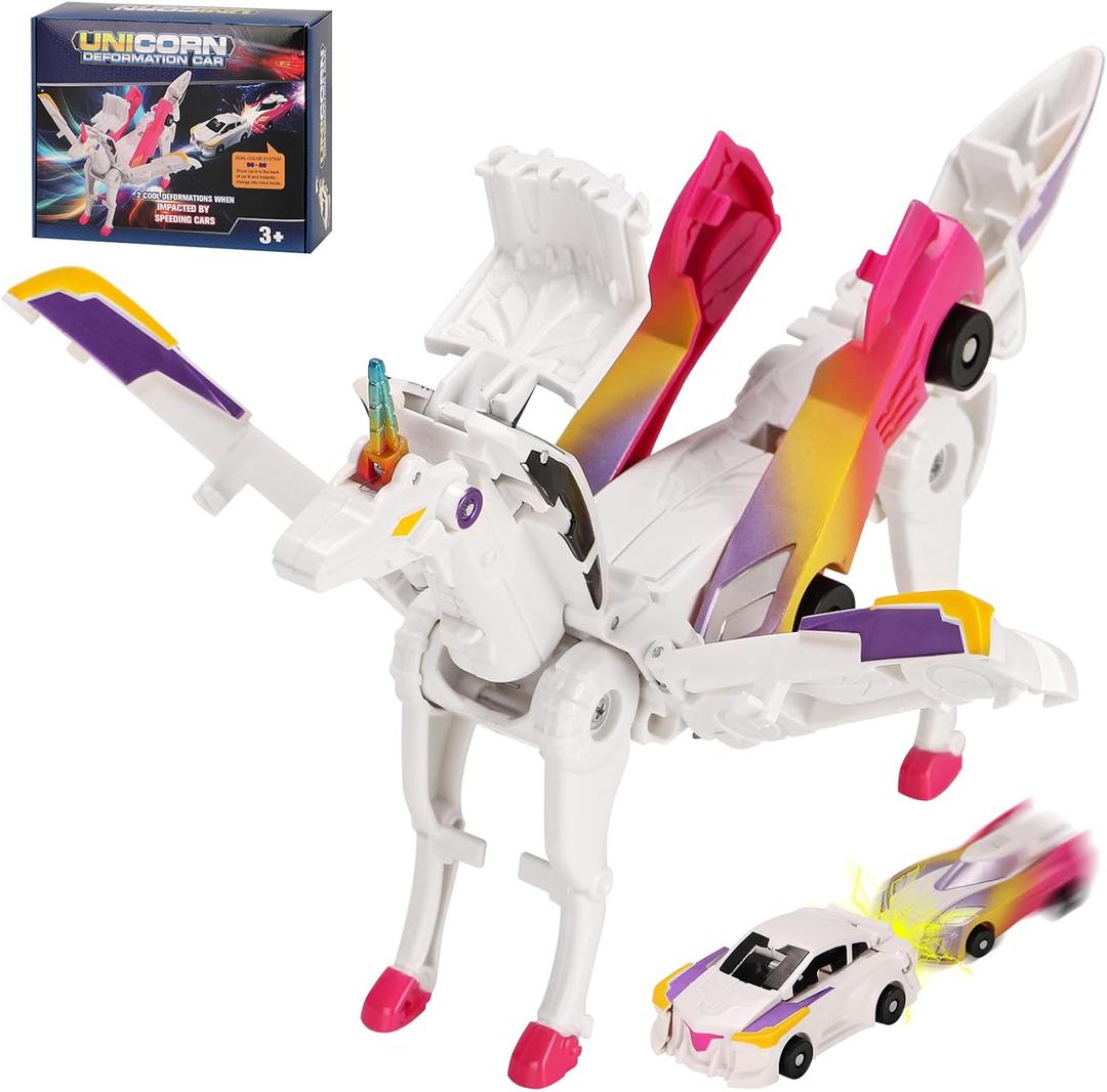 Car Toy transformable Unicorn, Sports car Collision Magic Unicorn, Children's transformable car Robot Suitable for Boys and Girls