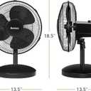 Holmes 12 Inch Oscillating Table Fan 3 Speeds 75 Degree Wide Angle Oscillation Adjustable 15 Degree Tilt Quiet Operation Home Office Bedroom Kitchen Black