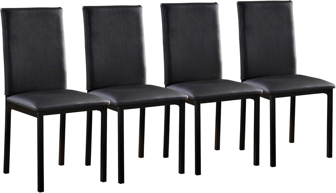 Homelegance Tempe PU Upholstered Dining Chair (Set of 4), Black
