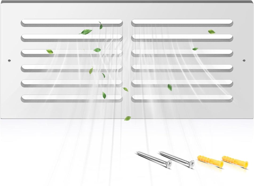 Leinuosen 1 Pcs 16 x 8 Inch Return Air Vent Cover Fit for 14 x 6 Inch Duct Opening Cold Air HVAC Wall Grille PVC for Sidewall and Ceiling Home Bathroom Kitchen Improvement