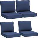 AAAAAcessories Outdoor Deep Seat Cushions, Waterproof, Fade-Resistant Patio Furniture Replacement Cushions, 24" x 24" x 5", Set of 4, Navy Blue (24x24-19'' Mid Back-4 Count)