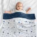 Baby Blankets for Unisex Boys Girls, Soft Nursery Crib Blankets with Dotted Fleece Back for Newborns Toddlers 30x40 Inch Blue Star Bed Throws