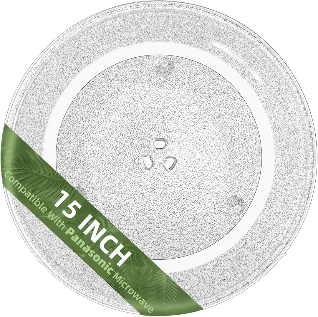 15" Microwave Glass Plate for Panasonic Microwave Plate F06014W00AP A06014A00AP, 15 Inch Replacement Microwave Glass Turntable Dishwasher Safe