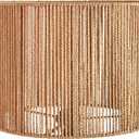 Boho Lamp Shades,Small Lamp Shades For Table Lamps,Wicker Drum Bell Lamp Shade for floor lamps,Vintage Rattan Lampshade for Hanging Lamp,Wall Sconce, Spider Fitter Replacement Floor Lamp Shade Large