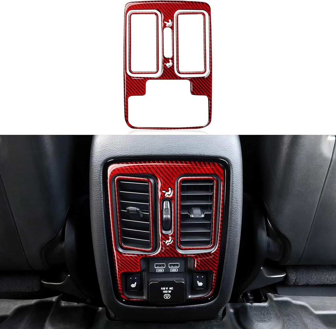 for 2011-2024 Dodge Durango Accessories Car Rear A/C Air Outlet Vent Decals Carbon Fiber Stickers, B Red
