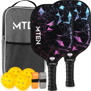 MTEN Pickleball Paddles Set of 2, USAPA Approved Fiberglass Set, Black*2