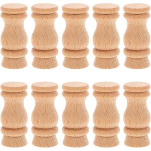 LOGOFUN 10PCS Unfinished Beech Wood Balusters Vintage Wooden Staircase Spindles for Home Office Fireplace Mantel Support Columns Supplies
