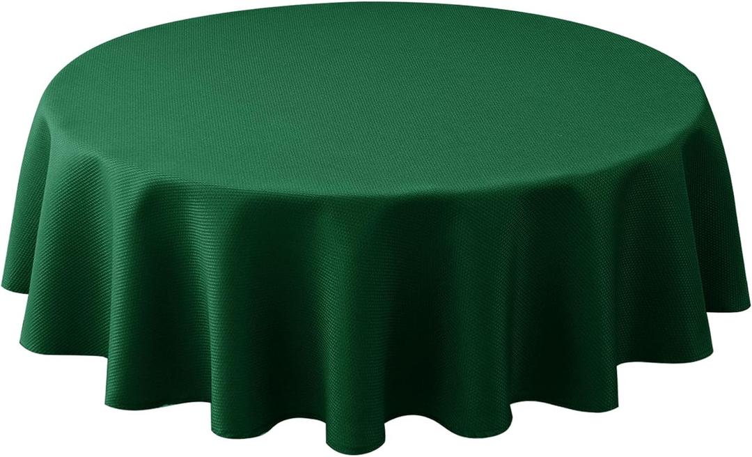 Biscaynebay Round Christmas Tablecloths 60" for Round Tables diameters from 28" to 48", Hunter Green Fabric Water Resistant Folding Table Covers Washable for Dining, Kitchen, Wedding, Parties