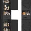 TEENFON Tall Bathroom Storage Cabinet with Barn Doors, Narrow Bathroom Cabinet with Drawer, Narrow Storage Unit, Adjustable Shelves, Floor Cabinets for Living Room, Entryway, Kitchen, Black, 11.8"D x 15.8"W x 67"H