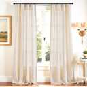 jinchan Beige Linen Blend Curtains 96 Inches Length 2 Panels Floor to Ceiling Curtains for Bedroom Living Room, Semi Sheer 50 Inches Wide Natural Farmhouse Drapes Rod Pocket Back Tab (50W x 96L, Ecru)
