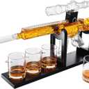 AR15 Whiskey Decanter Set – Limited Edition with Silencer Stopper 640ml Rifle Decanter & 4 Bullet Glasses (310ml) Handmade Gun Liquor Set, TikTok Bar Trend Unique Birth Day Gift for Dad, Him, Men
