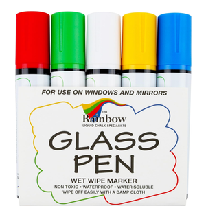Glass Pen Window Marker: Liquid Chalk Markers for Glass, Car Marker or Mirror Pen with Washable Paint - Graduation Car Windows, Storefront Window, Wedding, Parade, Party & Holiday (5 Pens - Wide Tip)
