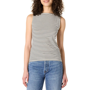 Amazon Essentials Women's Layering Tank (S, Black & White Stripes)
