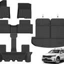 Floor Mats for Kia Sorento Hybrid & Plug-in Hybrid 6 & 7 Passenger 2021-2025 2026 (Only for HEV & PHEV), TPE Waterproof Non-Slip All Weather Protection Custom (Floor Mats & Cargo Liner & Seatback Mat)