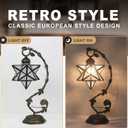 Star Glass Table Lamp, Vintage Style Table Lamp, 8x10x20 Inch Bronze Metal Leaf Base Tiffany Lamp for Bedroom,Living Room,Study