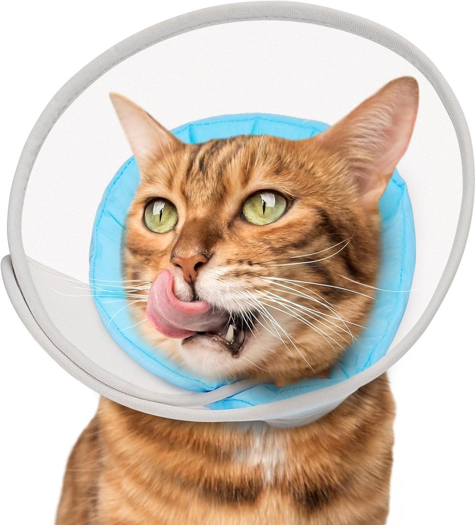 Cat Cone Collar Soft: Comfortable Waterproof Mesh Recovery Cone After Surgery to Stop Licking and Scratch, Alternative to Plastic Elizabeth Head/Neck Cone (Blue)