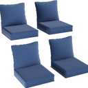 Aoxun Replacement Cushions for Outdoor Furniture, 4-Piece Outdoor Cushions for Patio Furniture, Deep Seat, Waterproof & Fade Resistant Couch Cushion for 4-Seat Patio Conversation Sets, Navy Blue