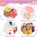Mini Wooden Ice Cream Toys for Kids Pretend Play Kitchen Food Toys, Counter Shop Playset for Toddlers with Scoop & Menu & Fake Money for 3 4 5 6 Year Old Girls Boys Christmas Birthday Gifts