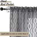 2 x Aiyufeng Extra Long Grey Sheer Curtains 96 Inches Long for Bedroom 2 Panels Set, Farmhouse Wavy Line Light Filtering Clip Jacquard Solid Voile Living Room Curtains, Dual Rod Pocket, 40" Wx96 L Inches