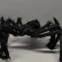 6.6Ft Halloween Light Up Giant Spider,Scary Large Hairy Spider with Green Lighted Eyes for Yard Lawn Halloween Outdoor Decorations,Indoor Party Decor,Black