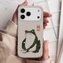 Compatible with iPhone 17 Pro Case, Trendy Cute Grumpy Frog Anime Girly Soft Slim TPU Shockproof Aesthetic Protective Phone Case Cover for Women Girls 6.3"