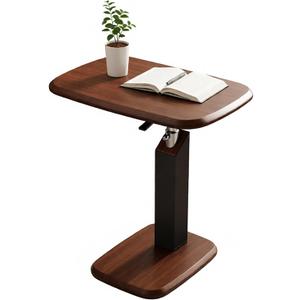 360 degree laptop table, C-Shaped Tray Table, Walnut Tray Black Stand Adjustable Height couch desk, C-Shaped Side Table with Wheels, c table 24 x 16'' Large tray