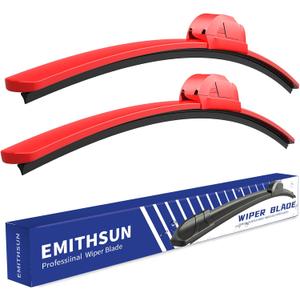 OEM QUALITY 22" + 22" Premium All-Seasons Durable Stable And Quiet Red Windshield Wiper Blades (Set of 2)