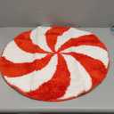 ELDONE Christmas Candy Swirl Bathroom Rugs, 3D Festive Red Round Rug, Cute Christmas Rug Non-Slip for Winter Holiday Decorations, Funny Circle Christmas Bath Mat for Bedroom Kitchen, 24" x 24"