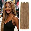 GUOHUI Micro Faux Locs Crochet Hair, 36 Inch 5 Packs Color Honey Blonde DIY Braids Straight Styles (36",27)