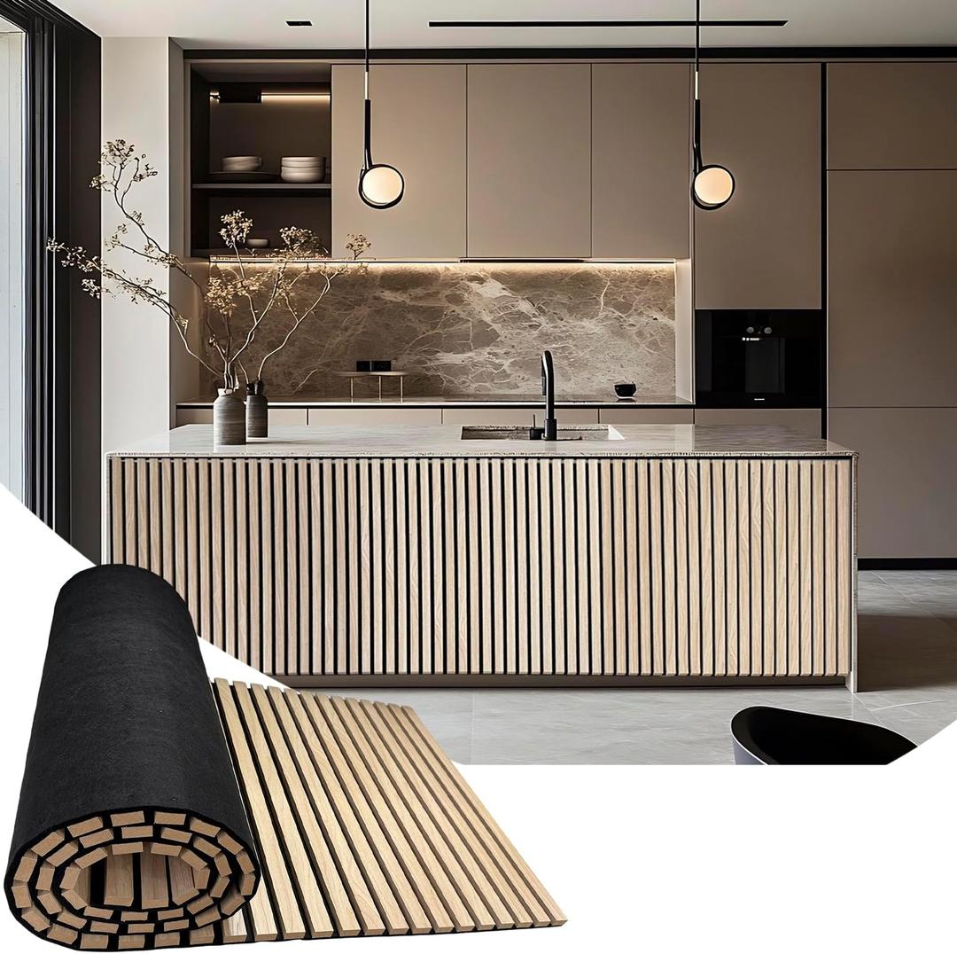 94.5 x 23.6 in Acoustic Wood Wall Panels,3D Flexible Soundproof Wall Panels,Wood Slat Wall Panel for Interior Wall Decor (Oak)