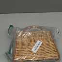 PRETYZOOM Rattan Basket with Handle Small Woven Flower Storage Bag Portable Decorative Basket for Wedding Party Home Garden (23.50X15.50X13.00CM, White)