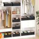 DIMJ Trapezoid Storage Bins for clothes - 5 Packs Closet Organizers and Storage Baskets, Foldable Closet Baskets with Handles and Divider, Closet Storage Bin Toybox for Shelves Living Room Bedroom
