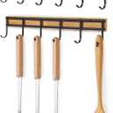 ANGOSUFI Kitchen Utensil Hanger, Wall Mount Kitchen Utensil Holder Organizer Rack with 6 Hooks, 2 Set Kitchen Wall Hooks for Hanging Utensils, Heavy Duty Wall Shower Hook