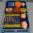 Toddler Busy Board Book Montessori Toys,Sensory Book Educational Activities for Learning Fine Motor Skills, Quiet Travel Essentials for Airplane & Car, Birthday Gift for Boys Girls Toddlers (Blue)