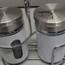 Glass Salt and Pepper Shaker Set with Seasoning Rack, Spice Rack, Adjustable Pour Hole Stainless Steel Lid, 2.8 oz, Spice Dispenser for Salt, Pepper, Spice Preservation (white)