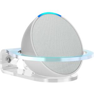 PlusAcc Wall Mount for Pop - Sturdy Clear Stand Shelf for Pop & Dot 5 & Homepod Mini, Space Saving Wall Holder Bracket, Built-in Cable Management