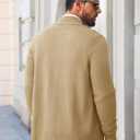 Yousify Mens Cardigan Sweater Full Zip Cable Knitted Stand Collar Cardigan Casual Long Sleeve Sweaters (XX-Large, Khaki)