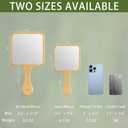 Handheld Mirror,Natural Bamboo Hand Mirror with Handle,Cute Hand held Mirror for Shaving Single-Sided Portable Travel Vanity Mirror for Men & Women,6.3" W x 11.8" L