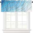 Blue Aqua Ombre Valances for Windows, Kitchen Curtains Window Treatment Decor, Modern Teal Geometric Abstract Aesthetic Cream Rod Pocket Short Window Valances for Living Room/Bedroom, 54" x 18"