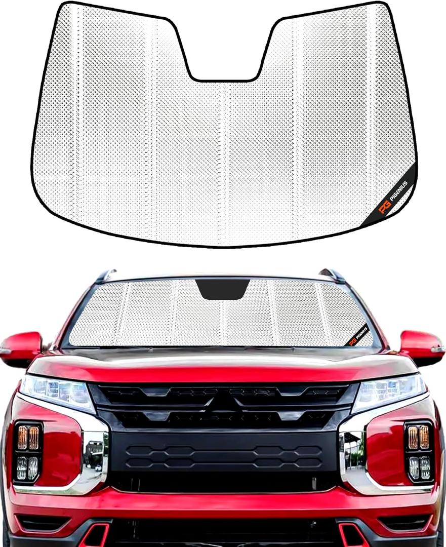 Windshield Sun Shade for Mitsubishi Outlander 2022-2024. Reflective Aluminum Film Front Window Sunshade - BLAZBLOCK
