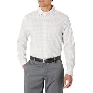 Amazon Essentials Men's Slim Fit Long Sleeve Wrinkle Resistant Stretch Dress Shirt, Lavender White Windowpane, Small Pack of 2