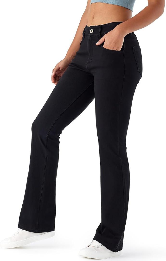 High Waisted Bootcut Jeans for Women, Fitted with Soft Stretch Fabric for Straight Leg Fit & Jeggings Comfort, Medium, Black