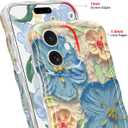 Jusy Compatible with iPhone 11, Colorful Retro Oil Painting Printed Flower Laser Glossy Pattern Cute Curly Wave Phone Case Soft TPU Cover for Girly Women - Blue