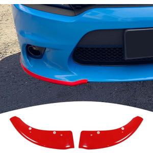 for Charger Front Bumper Lip Splitter Protector Cover Trim for 2015-2023 Dodge Charger Red Exterior Accessories 2pcs, Not for SXT/Widebody