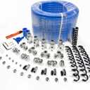 Compressed Air Piping System with 3/4 Inch ID x 200 feet HDPE Tubing & Aluminum Outlet Blocks for Garage Connect Air Compressor Line Kit Accessories for Shop | 200 PSI | 53PCS |9120