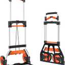 Dolly Cart, 309 lb Aluminum Folding Hand Truck with Swivel Handle, Heavy Duty Utility Dolly Foldable Trolley with Elastic Cord, 7 Inch Wheels for Moving, Warehousing, Shopping and More