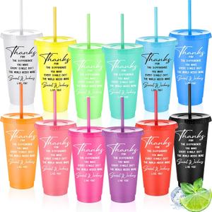 MotiMind 12 Pcs Employee Appreciation Gifts Bulk 24 oz for Women Men Social Worker Graduation Appreciation Week Tumblers with Lids Straw Thank You Cup for Christian Staff Volunteer Coworker Gifts
