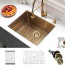 23 Inch Undermount Laundry Sink Gold-Wesliv 23x18x12 Gold Utility Sink Undermount Laundry Room Sink Deep Single Bowl 16 Gauge Stainless Steel Utility Sink with Bottom Grid