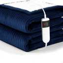 Heated Blanket Electric Throw, Soft Flannel Heating Blanket with 8 Hours Auto Off 10 Fast Heating Levels Machine Washable Sherpa Heated Blanket with Overheating Protection